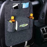 Organisateur de siège auto en cuir, protection de dossier de siège auto, protection de dossier de siège auto pour enfants, tapis de protection avec organisateur intégré (gris)