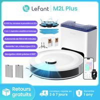 Lefant M2L Plus Saugroboter mit Wischfunktion , 6.000 Pa, LiDAR Navigation , 190° PSD-Hindernisvermeidung, Individuelle Teppichstrategie, App- & Sprachsteuerung, 45 Tage Hands-Free