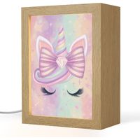 LAMPE DE CHEVET POUR ENFANT Licorne - Paillettes - Arc-en-ciel - Pastel 15x20 cm