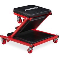Relaxdays Camilla Mecánico, Taburete Taller, Hasta 150 kg, Camilla Convertible en Asiento Plegable, 360°, Acero, Negro