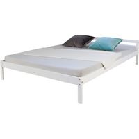Letto piazza e mezzo in legno massiccio bianco con rete a doghe