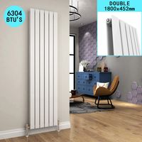 ELEGANT 1800x456mm Designer White Radiator Vertical Double Flat Panel Heating Radiators Suitable for Many Kinds of Valves