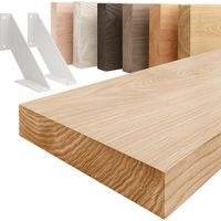 LAMO Manufaktur étagère murale en bois massif, bord régulier, étagère de rangement Vintage, bois naturel / équerre blanche 60cm, LWG-01-A-002-60VW