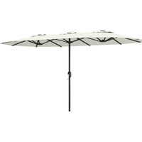 Sombrilla Doble Jardín 4,6x2,6 m Manivela Protección UV50+ Funda Impermeable Blanco Crema