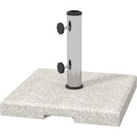 Base per Ombrellone da Giardino 25kg per Pali da Ø32mm, Ø38mm e Ø48mm, in Granito e Acciaio Inox, 38x38x38 cm, Grigia