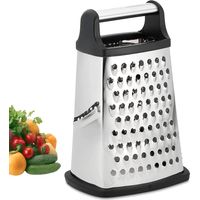 Vierseitige Edelstahlreibe – Küchenreibe zum groben und feinen Reiben, geeignet für Obst, Gemüse, Karotten und Käse. (Rechteckiges Reibemodell mit 25 cm Kantenlänge)