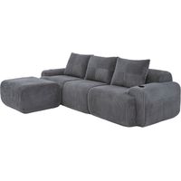 Modulares Cordsofa für 3 Personen (mit Hockern), frei kombinierbar, inklusive Getränkehalter und seitlicher Aufbewahrungstasche, ideal für Wohnzimmer, Familienzimmer und weitere Räume.Dunkelgrau