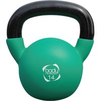 Kettlebell 14kg verde con base piatta e manico ergonomico