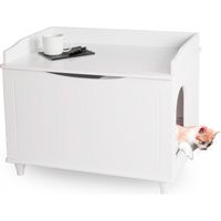 WONDERMAKE® Katzenschrank für Katzentoilette groß aus Holz, Katzenklo-Schrank Kommode XL, Design Katzen-Haus Toilette Klo Waschbecken-Unterschrank für Bad, 73,5 x 51,5 x 57 cm, weiß
