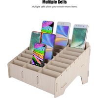 Boîte de Rangement en Bois pour Téléphones Portables - Organisateur de Bureau avec Compartiments Multiples