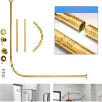 Tringle à rideau de douche télescopique en acier inoxydable perforé en forme de L pour magasins de vêtements (couleur or, 68-98 cm x 68-98 cm)