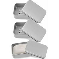 3pc Boîte à Savon en Aluminium, 3 Porte Savons avec égouttoir , Boite Metal, pour la Maison ou Les Voyages