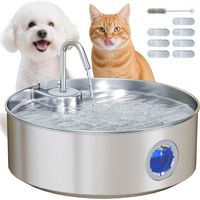 Fuente para Gatos de Acero Inoxidable 7L Fuente de Agua para Mascotas Silencioso Automático con Sistema de Filtros