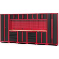 Feistos Werkstatteinrichtung "Juno 11", schwarz/rot, 396 x 46 x 198 cm (B x T x H), 2 Hochschränke