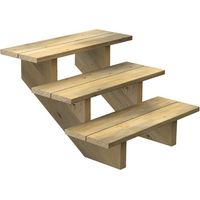 Escalier Bois Exterieur - 3 Marches - Largeur = 80cm - Marches découpables - Sans Contremarches - Pin du Nord - Traité Autoclave