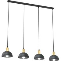Lampadario 4 Luci Idunn In Acciaio Nero E Oro Diffusori A Cupola