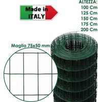 ROTOLO 25 m RETE METALLICA ZINCATA PLASTIFICATA ELETTROSALDATA PER RECINZIONE - H 175 cm
