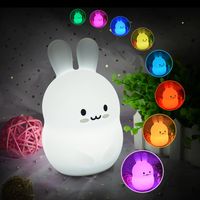 Veilleuse Enfant - Veilleuse Bébé Lapin - USB Rechargeable LED Silicone Lampe avec Télécommandée, Lampe de nuit Chambre 1 pièce Oi-FRIS