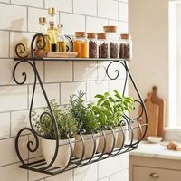 DanDiBo Kräuterregal Kücheregal Balkonregal Wand Metall Schwarz Sebino 50 cm Wandregal Blumenregal Pflanzenhalter Wandblumenhalter Küche Balkon