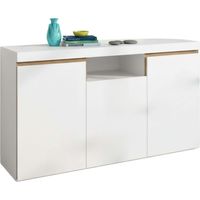 Mueble Aparador Elis Salón Blanco Mate y Roble Naturale 81x140x40 cm