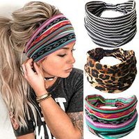 Gortin Boho Headbands Leopard Hair Bands Knoted Turban Headband Stretch Twist Head Wraps Stripe Cloth Head Bands for Women and Girls 3 Pcs (Boho)