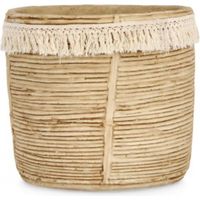 Vaso bolivia naturale cemento con decorazioni in cotone -Ø27.5x25h
