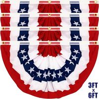 4 Pack 250th Anniversary Extra Large 3x6 Feet Bunting American Flags for Outside, 4th of July Decorations Red White Blue Pleated Fan Patriotic Decor USA Banner Memorial Day Fourth July Outdoor