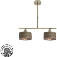FABRILAMP Gilda Lampe 2xe14 Dunkles Leder/Holz Regx43x14 Cm