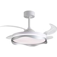 Ventilatore dc onde bianco/argento, 4 pale retrattili, 72w led 300040006000k, h.35xd.108/50cm