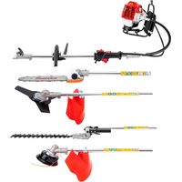 4 in 1 52cc 2-stroke Petrol Brush Cutter Backpack Grass Trimmer with Professional Carrying Strap Hedge Trimmer Brush Cutter Pruner