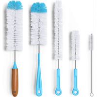 Lot de 5 goupillons longs pour nettoyer biberons, bouteilles d'eau, pailles, gobelets, carafes à vin et flasques - Accessoires de cuisine
