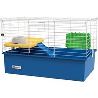 Jaula para animales pequeños conejos chinchillas cobayas bandeja rampa 71x46x47 cm Azul