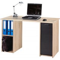 Bureau Chêne et Noir 2 Caissons 4 Niches 130 x 74 x 50 cm