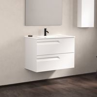 Ensemble de meubles de salle de bain avec 2 tiroirs compacts VITALE - ROYO Couleur : Blanc brillant - Options : Meuble + Vasque - Dimensions : 60 cm - Profondeur : 46 cm