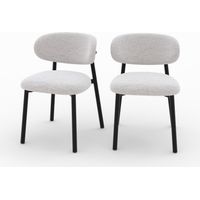 Lot de 2 chaises en tissu gris clair chiné et pieds en métal noir - NAO