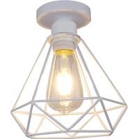 Lampara del Techo Vintage Hierro, Lámpara de techo Vintage Industrial, E27 Iluminación Dormitorio Cocina Sala de estar Loft Comedor Baño Pasillo Porche Blanco, 1 Piezas