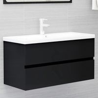 Meuble sous lavabo vasque avec lavabo intégré Noir Aggloméré 55658