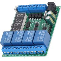Carte de développement avec relais temporisé à 4 canaux, affichage numérique LED, alimentation CC 12 V, adaptée aux microcontrôleurs.