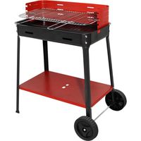 Grill mit Rädern, Ablage und Grillrost aus lackiertem Eisen, Holzkohlekocher