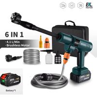 Nettoyeur haute pression électrique sans fil 3500W, 200 bars, 2 vitesses, débit d'eau : 4,1 litres/minute, pour jardins et les voitures (1 batterie)