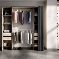 Dmora - Kleiderschrank Dmanari, Struktur für begehbaren Kleiderschrank, offene Garderobe, 180 x 50 x 205 cm, Eiche und Anthrazit