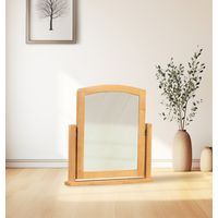 Hallowood Furniture Hereford Light Oak Dressing Table Mirror with Built-in Stand, Freestanding and Adjustable Solid Oak Wooden Framed Mirror for Dressing Table on Bedrooms or Vanity Use
