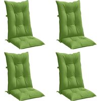 vidaXL Coussins de chaise à dossier haut lot de 4 vert mélangé tissu
