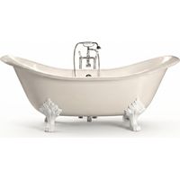 Freistehende Gusseisen Badewanne KINGSTON weiß Füße CHROM 182