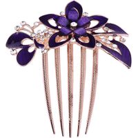 Peigne à cheveux fleuri pour mariée, accessoire de coiffure délicat, ornement de cheveux pour robe de mariée et fête (violet)-9.5X9X2cm-Purple