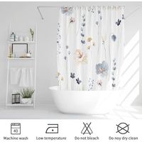 Ahlsen Watercolor Floral Shower Curtain, Flowers Print Minimalist Bathroom Curtain, Machine Washable Spring Modern Shower Curtains, Waterproof Fabric Shower Curtain Set with Hooks, 72 x 72, Blue