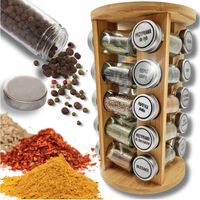 Étagère à épices rotative, support à épices pour 20 pots, étiquettes pour épices
