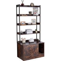 Mophorn Katzentoilettengehäuse, verstecktes Möbel mit 4 Ablagen, großes Katzenhaus für den Innenbereich, Holz-Schrank passend für die meisten Katzentoiletten, 85,1 x 49,9 x 183,9 cm, Dunkelbraun