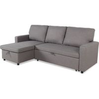 Canapé convertible avec angle réversible Baleares Tissu Gris clair