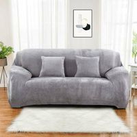 Housse de Canapé 1 2 3 4 Places (coussin non inclus) Couleur Unie Housse de Protection en Velours Facile à Installer Tissu élastique Extensible Lavable en Machine Couverture de Canapé(2 places : 145-1